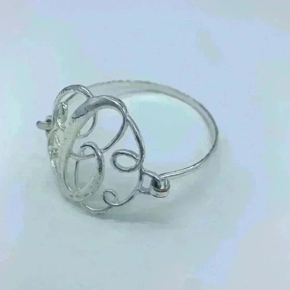 Monogrammed Bracelet C letter. Bangle. Silver look. - Picture 2 of 6